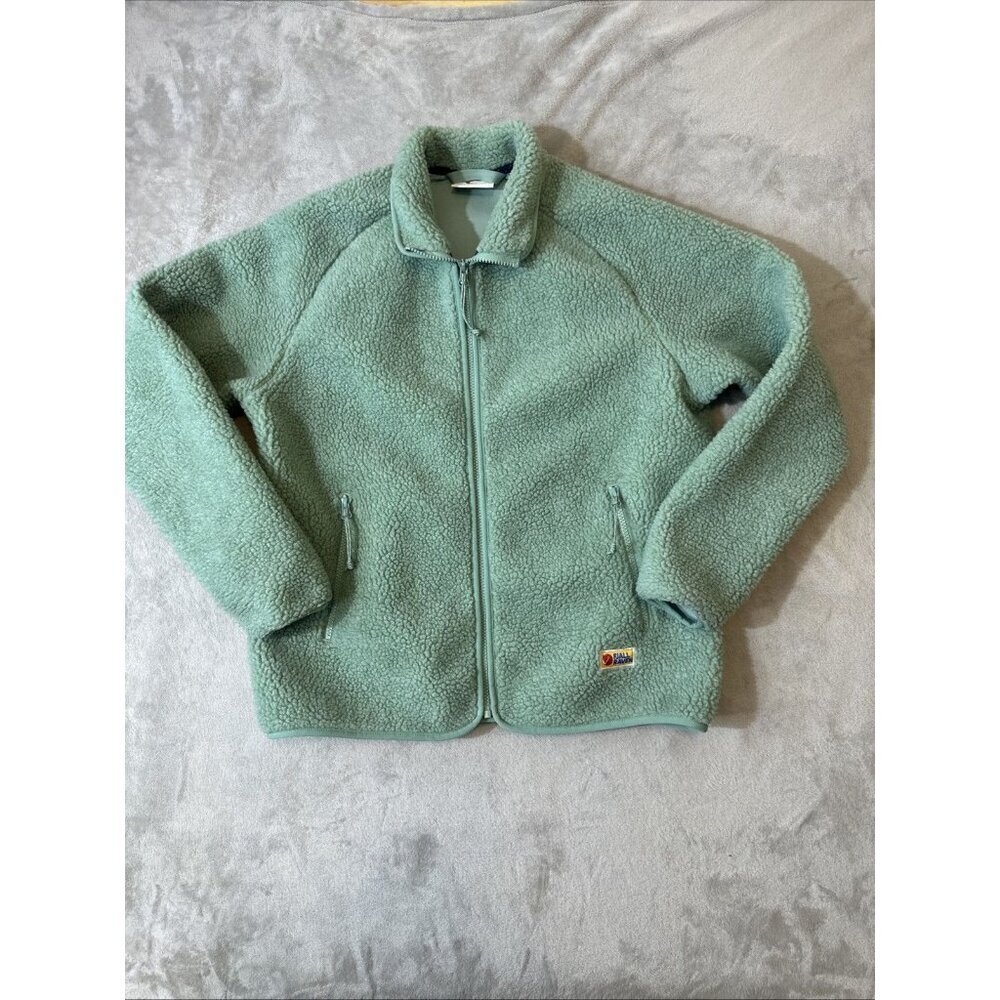 Fjallraven Women’s Medium Mint Sherpa Zip Jacket Fuzzy Fleece Outdoor Coat